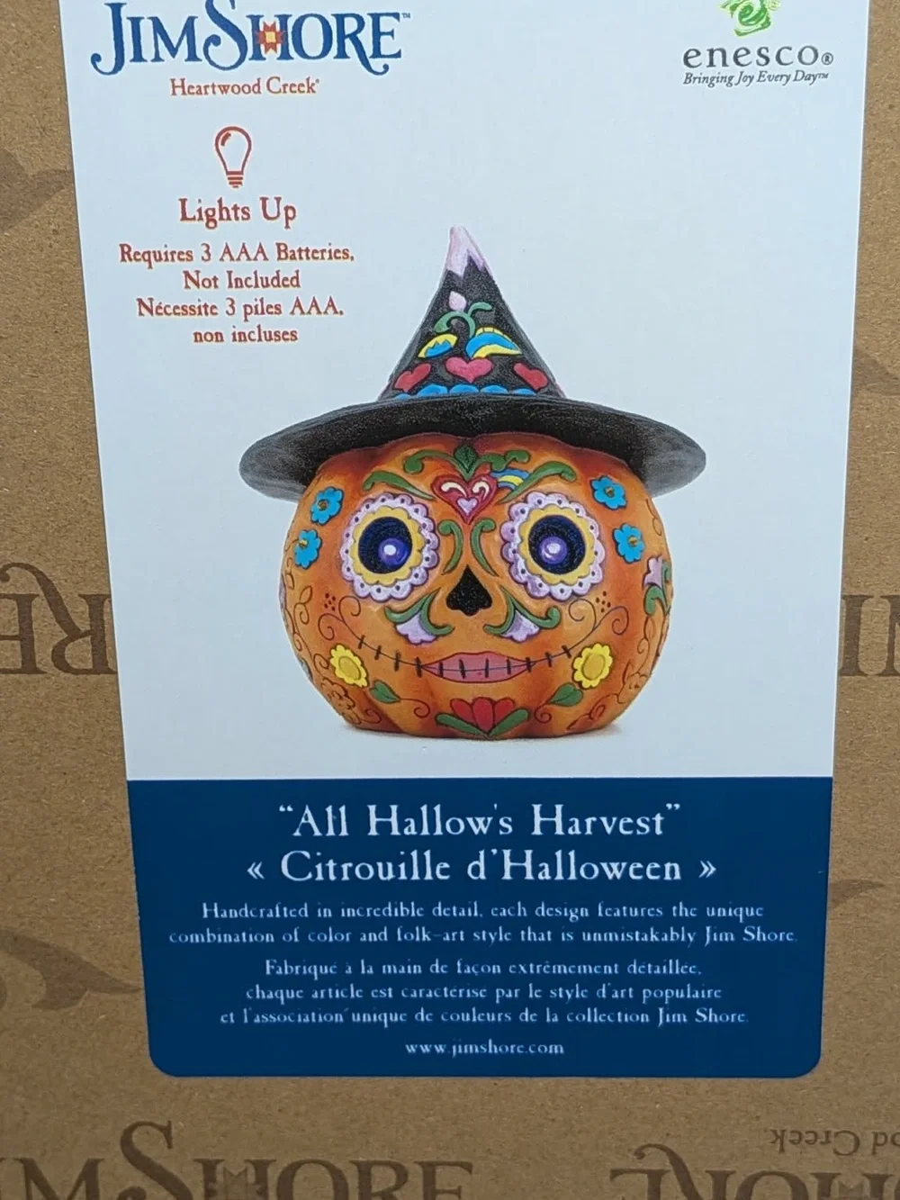 Jim Shore Heartwood Creek All Hallows Harvest Day of Dead LED Jack O Lantern NIB